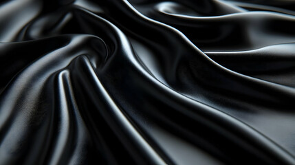 Fototapeta premium Black Fabric Abstract Background, Close Up Texture