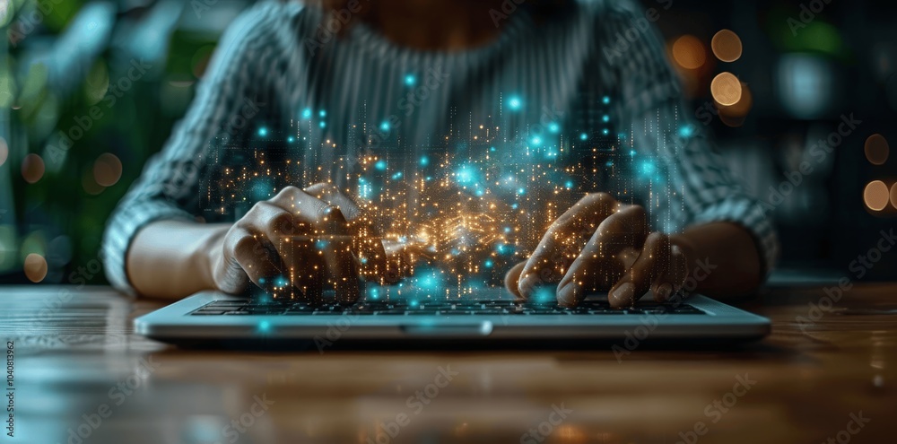Aufkleber Businessman Using AI Machine Learning for Data Analysis And Web Page Coding in Office