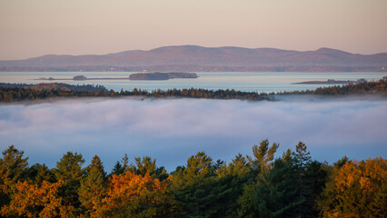 Deer Isle Maine Foggy sunrise from Caterpillar Hill