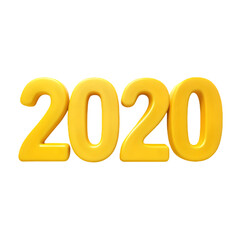 year 2020 yellow text isolated on transparent background
