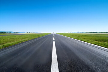 Serene and Ready: The Tranquil Beauty of an Empty Runway Stretching Toward the Horizon