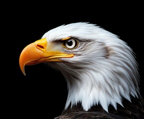 Obraz premium Bald Eagle Profile with Black Background
