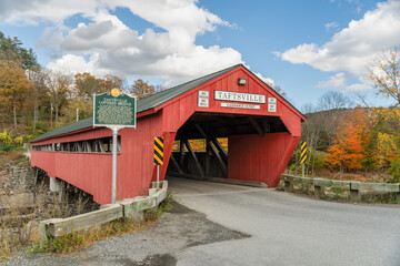 Taftsville Red Covered Bridge in Woodstock, Vermont