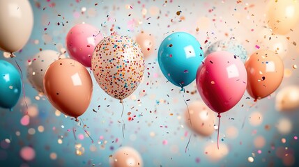 beautifully designed birthday invitation card, adorned with colorful balloons and confetti, inviting guests to a fun celebration