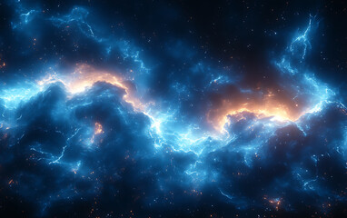 Naklejka premium Dynamic Blue Lightning on Dark Abstract Background