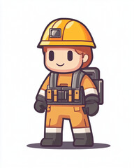 Fototapeta premium Builder avatar in high visibility uniform safety gear. Safety industrial union worker illustration isolated on a white background.