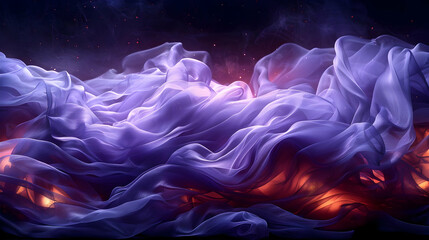 Obraz premium Abstract Purple and Red Fabric Waves with Lights - Illustration