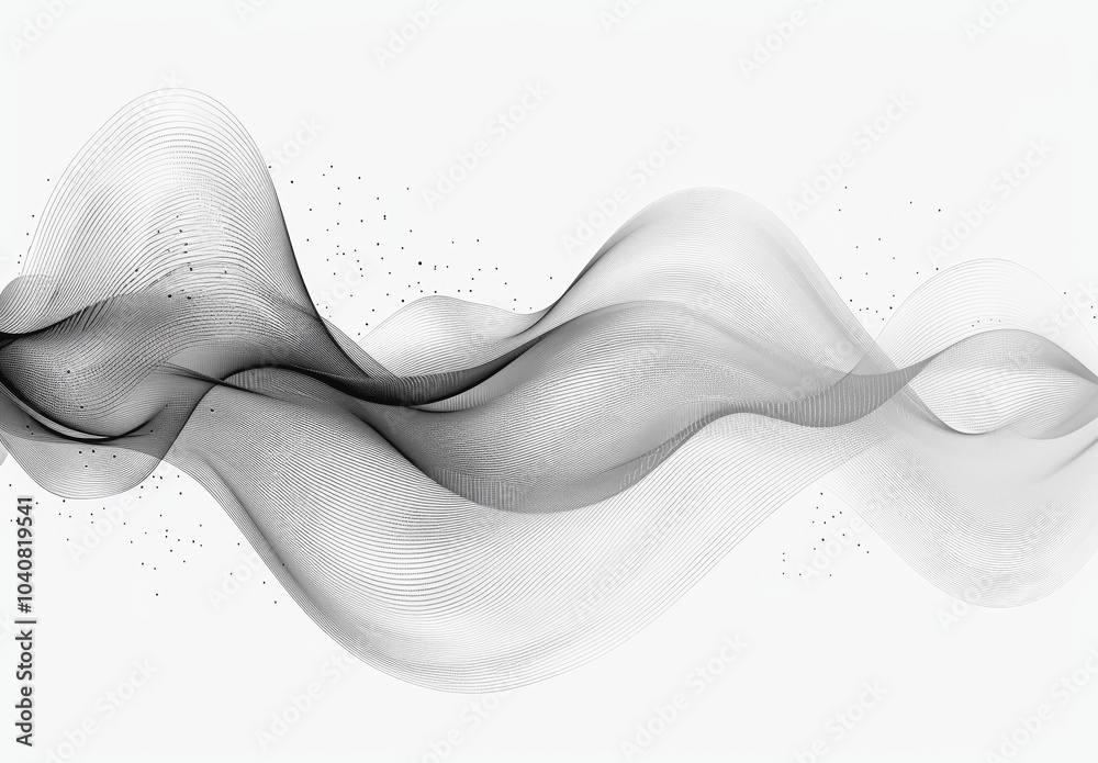 Poster Abstract Black Wavy Line Art on White Background Minimalist Design for Graphic and Web