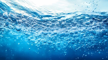 Close-up of Water Surface with Bubbles Rising Upward