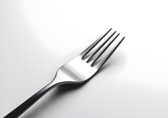 Shiny stainless steel fork, isolated on white background