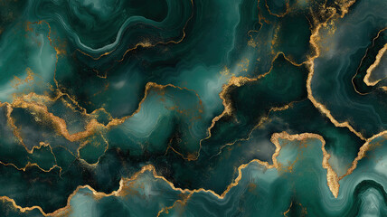 Sophisticated marble design with rich gold and emerald hues perfect for wallpaper and premium packaging