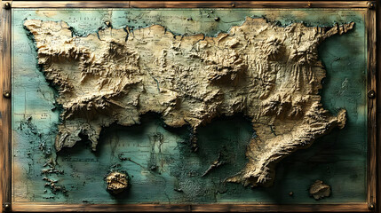 Vintage 3D Map Art with Wooden Frame