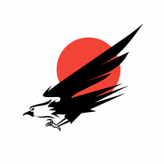 eagle with moon vector design illustration isolated on white