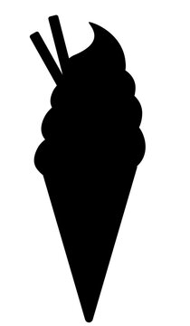 recommend clip art: Yummy street food, confectionery snacks silhouette. Cone waffle with filling, icecream balls in cup, ice-cream  cone silhouette. Colorful Ice Cream Illustration silhouette. Desserts, sweet eating set.