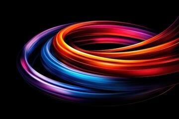 Vibrant flowing colorful waves on a black background, abstract design with smooth gradients.