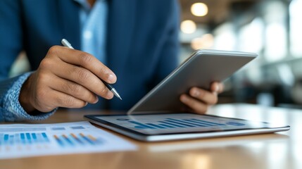 Digital interaction, person engaging with a tablet computer, emphasizing technology and connectivity