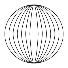 Abstract sphere icon. Lines forming a globe. Black and white vector. Geometric pattern.