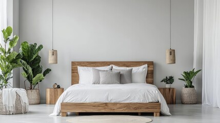 Minimalist bedroom interior with clean lines and simple decor