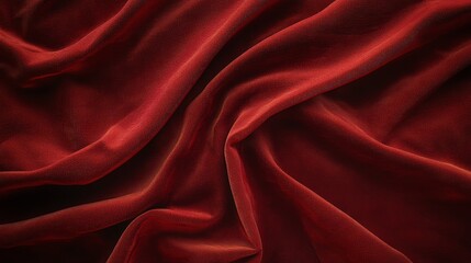 Obraz premium Elegant red fabric flowing against a black background, study in texture and contrast