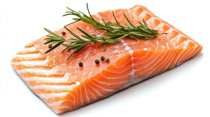 Fresh and Juicy Salmon Fillet on White Background