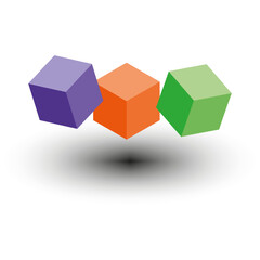 Fototapeta premium Floating cubes icon. Three dimensional cube graphic. Colorful abstract vector. Geometric 3D design.