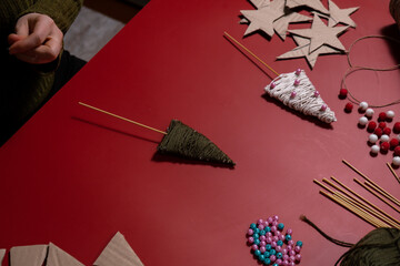 Rope Christmas trees Storytelling creating craft Christmas holiday present. Tactile hand-on...