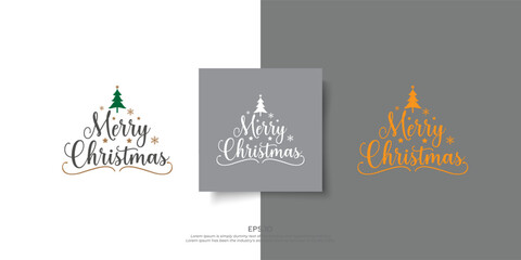 Merry Christmas logo.Typography vector logo, emblems, text design. Usable for banners, greeting cards, gifts etc