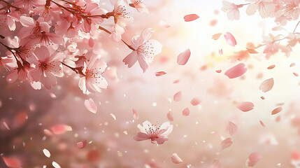 Fototapeta premium Cherry Blossom Petals Falling from a Tree