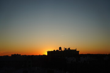 Colorful sunset in New York city