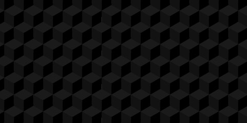 Fototapeta premium Vector dark black geometric minimal cube hexagon surface texture design. minimal black cubies block and mete glossy thin smooth structure isometric grid banner wallpaper texture.