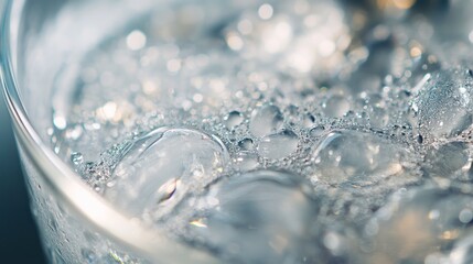 Close-up of water bubbles in a glass.