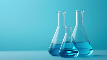 Research Lab Scene: Blue Banner Featuring Flasks and Test Tubes