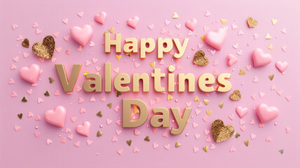 Happy Valentines Day poster design in pink background