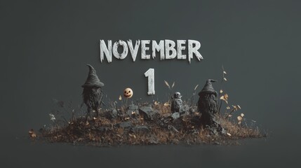 NOVEMBER 1 written out in a stylistic Halloween for banner