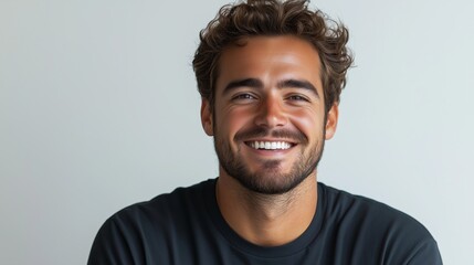 Obraz premium Portrait of a happy handsome man in a shirt with laughing