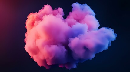 Fototapeta premium A large cloud of pink and blue smoke is illuminated by vibrant lights making it appear to glow.