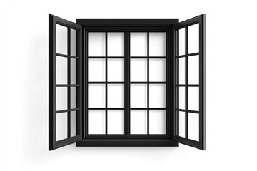 black metallic window frame isolated on white background