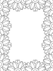 All these designs are hand-drawn and unique 
Flower Border is a Beautiful black and white illustration for adult coloring book,
This is a printable Beautiful Zentangle Coloring page for KDP Interior,