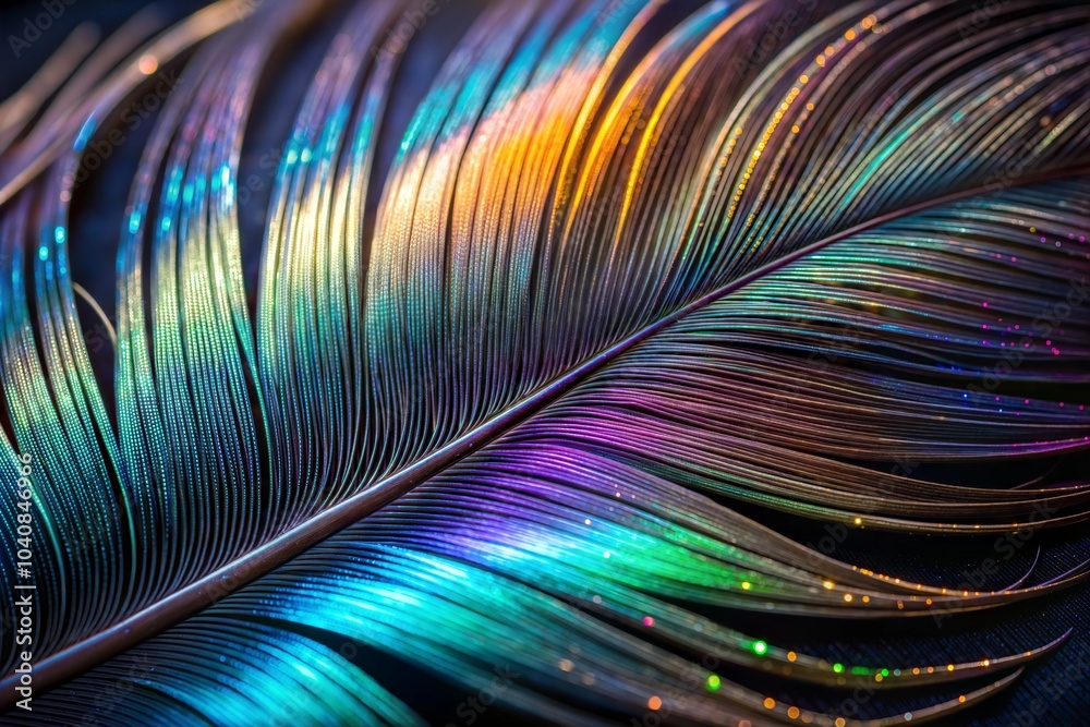 Canvas Prints peacock feather close-up with iridescent colors and black texture