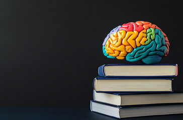 a book with a brain on top of it, generated AI