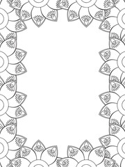 All these designs are hand-drawn and unique 
Flower Border is a Beautiful black and white illustration for adult coloring book,
This is a printable Beautiful Zentangle Coloring page for KDP Interior,