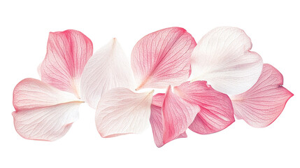Fototapeta premium A delicate arrangement of pink and white petals, showcasing their intricate veining against a black background.