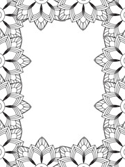 All these designs are hand-drawn and unique 
Flower Border is a Beautiful black and white illustration for adult coloring book,
This is a printable Beautiful Zentangle Coloring page for KDP Interior,