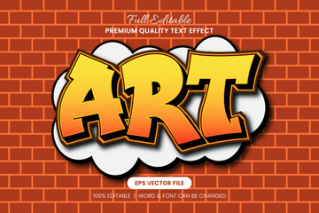 Graffiti Art editable Text Effect, Font Graphic Style. Features an urban brick wall backdrop and colorful gradient for street art projects.