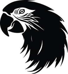Obraz premium Black silhouette of scarlet macaw head