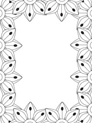 All these designs are hand-drawn and unique 
Flower Border is a Beautiful black and white illustration for adult coloring book,
This is a printable Beautiful Zentangle Coloring page for KDP Interior,