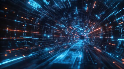 Fototapeta premium Big data visualization. Futuristic network or business analytics. Structuring the flow of information. Data analytics concept. Sorting a large amount of data on a dark background.