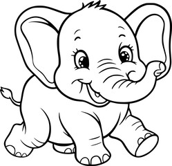 Fototapeta premium cute baby elephant coloring page