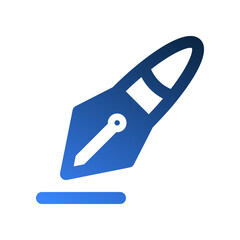 Fountain pen gradient fill icons. office icon symbol for presentations and documents.