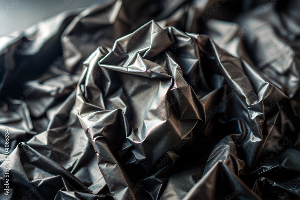 Canvas Prints wrinkled black fabric with shiny and smooth texture background